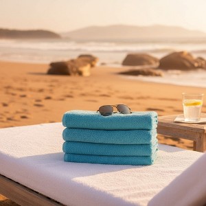 Aqua Blue Beach Towels in size 27"X54" Vat Dyed By Rifz Textiles - 1 of 2