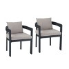 Indoor Outdoor Fabric Upholstered Dining Chairs Set of 2,Aluminum Patio Kitchen Dining Chair,Modern Curved Back Dining Armchair-Coolbibila - 2 of 4