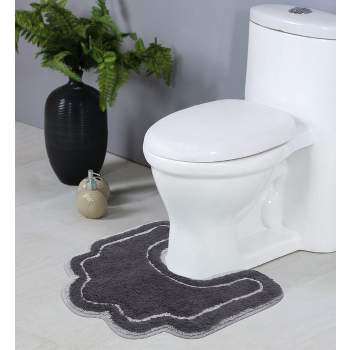 SUSSEXHOME Toilet Mat Set Gray, 2-Piece Cotton Bathroom Contour