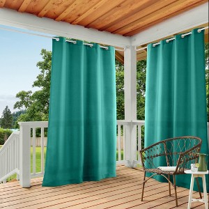 Exclusive Home Cabana Solid Indoor/Outdoor Light Filtering Grommet Top Curtain Panel Pair - 1 of 4