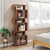 Costway 6-tier Storage Bookshelf S-shaped Geometric Bookcase with Anti-toppling Kits Brown/Black/White - 4 of 4