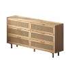 Okak 6-Drawer Rattan Storage Cabinet 51.18" Modern Natural Design, 50lbs Top Load & 20lbs per Drawer, Ideal for Bedroom, Living Room - 3 of 4