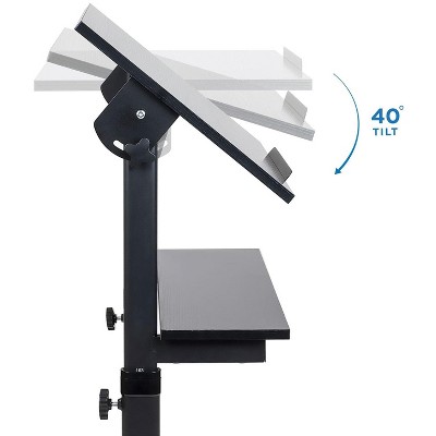 Black Adjustable Mobile Stand Up Desk with Particleboard Top