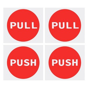 Unique Bargains PVC Self-Adhesive Waterproof Store Round Push Pull Door Sign 2 Set - 1 of 4