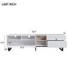 Modern TV Stand for TVs up to 80", Media Console with Drop-Down Door and Two Large Drawers, Entertainment Center for Living Room–The Pop Home - 4 of 4