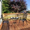 3-Piece Outdoor Bistro Set, Cast Aluminum Chairs & Table with Umbrella Hole, Adjustable Feet for Garden - 4 of 4