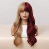 Jessie's Wig 26 Inch Wavy Wig Synthetic Hair Half Honey Blonde Half Burgundy 1 Pc/Pack - 2 of 4