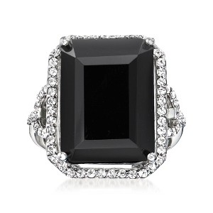 Ross-Simons Black Onyx and 0.90 ct. t.w. White Topaz Ring in Sterling Silver - 1 of 4