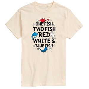 Men's - Dr. Seuss - Red, White and Blue Fish Short Sleeve Graphic T-Shirt - 1 of 4