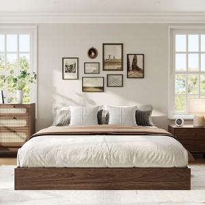 King Size Wood Platform Bed Frame,Wooden Bed Frame Without Headboard, Wood Slat Support,No Box Spring Needed, Easy Assembly - 1 of 4