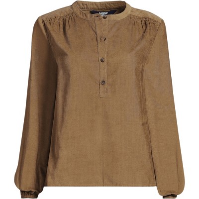 Lands' End Women's Pinwale Cord Smocked Popover Shirt