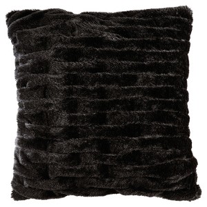 Ruched Faux Fur Throw Pillow Black
