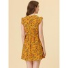 INSPIRE CHIC Women's V-Neck Ruffle Cap Sleeve A-Line Floral Chiffon Dress - 4 of 4