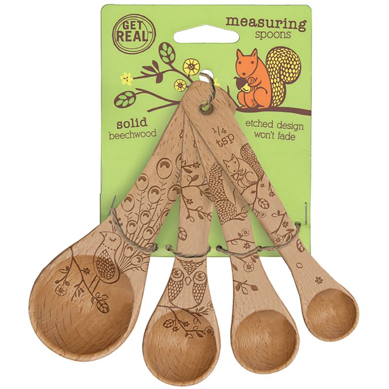 Talisman Designs Laser Etched Honey Bee Beechwood Measuring Spoons, Woodland Collection, Set of 4, 1 of 7
