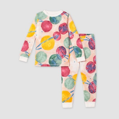 Image of Burt's Bees Baby® Toddler Girls' 2pc Snug Fit Outerspace Pajama Set - Pink 2T