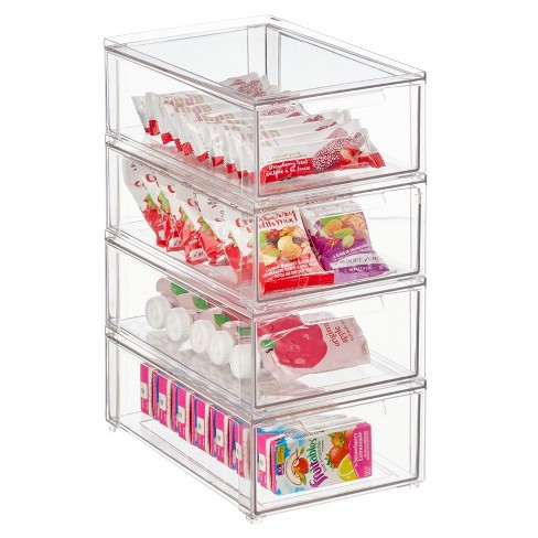 Rebrilliant Stackable Storage Containers Box with 2 Pull-Out Drawers - Stacking Plastic Drawer Bins for Kitchen Pantry and Cupboard, Cabinet, Counter, Island and