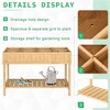 YONWAY 43x18x30in Raised Garden Bed with 8 Pockets and Shelf, Wooden Elevated Planter Box with Legs to Grow Herbs, Vegetables, and Flowers, Natural - 4 of 4
