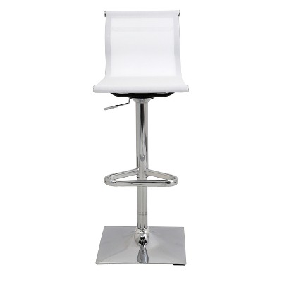 White Adjustable Metal Swivel Barstool with Mesh Backrest