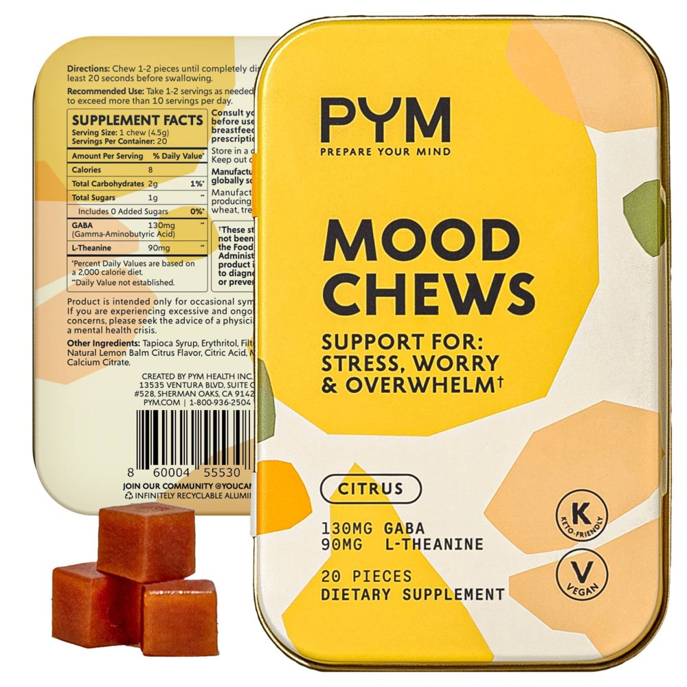 Photos - Vitamins & Minerals Prepare Your Mind - PYM Vegan Mood Chews - Citrus - 20ct