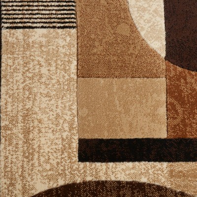 Brown and Beige Geometric Synthetic 8' x 10' Area Rug