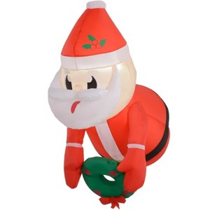 TopComfy Decorative Holiday Scene Props Inflatable Santa Claus Holding Wreath Blow Up Outdoor Hanging Display for Garden Decor, Red, 6.3"*6.3"*4.73" - 1 of 4
