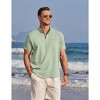 COOFANDY Men's Henley Shirts Band Collar Short Sleeve T-Shirts Casual Summer Beach Shirt Hippie Fashion Hawaiian Shirt Light Green M - 2 of 4