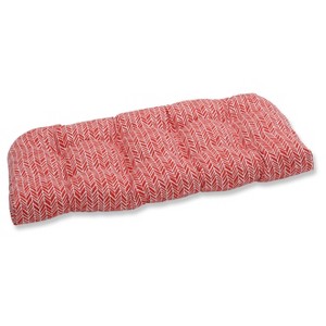 Outdoor/Indoor Herringbone Red Wicker Loveseat Cushion - Pillow Perfect