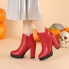 BLISSFUL STEP Women's Halloween Chunky High Heel Platform Zipper Chelsea Boots - 2 of 4