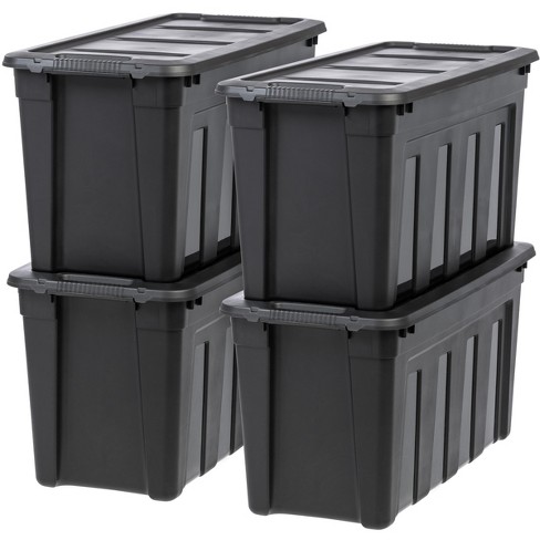 IRIS USA 4 Pack Large Heavy-Duty Storage Plastic Bin Tote Container,  Durable Lid, Black/Gray, 4 Units - Fry's Food Stores