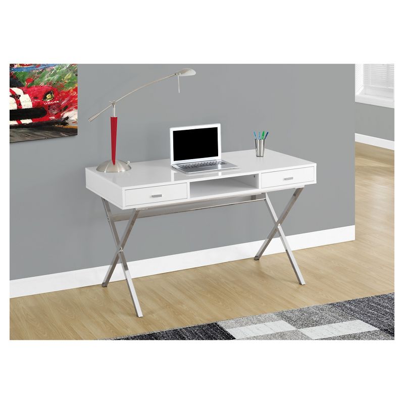 Chrome Metal Computer Desk - Glossy White - EveryRoom, 3 of 7