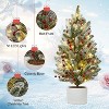 24 Inch Pre-lit Tabletop Christmas Tree with Lights, Mini Christmas Tree with Cement Basin Base, Artificial Pine Christmas Trees for Holiday Decor - 3 of 4