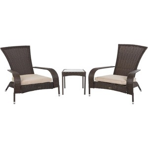 Balkene Home 62966 Coconino Wicker Conversation Set Lightweight & Durable Adirondack Style Chairs All Weather Wicker Includes Khaki Cushions - Mocha - 1 of 4
