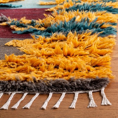 Hand-Knotted Red and Multicolor Wool 6' x 9' Area Rug