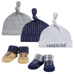 Hudson Baby Infant Boy Cap and Socks Set, Handsome, 0-9 Months - 1 of 4