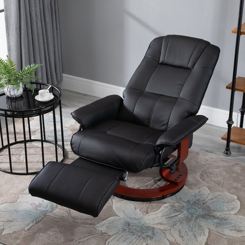 HOMCOM Faux Leather Manual Recliner, Adjustable Swivel Lounge Chair with Footrest, Armrest and Wrapped Wood Base for Living Room, 2 of 9