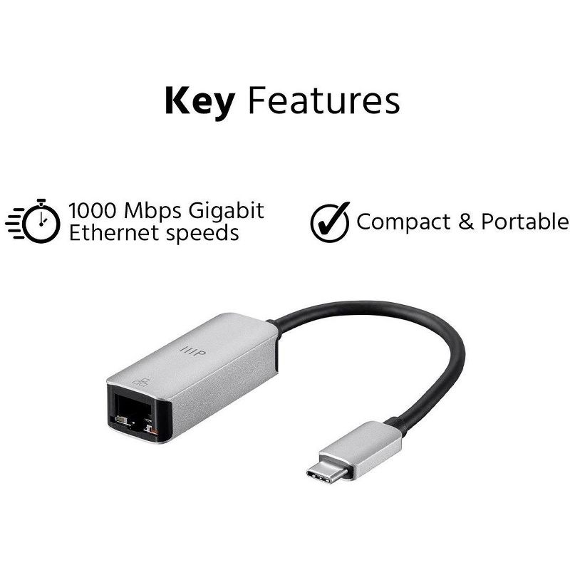 Monoprice USB-C to HDMI VGA USB 3.0 Gigabit RJ45 SD Card USB-C Data Port USB-C PD Dock Adapter, 100W, 2-Port, 4K@30Hz, with Folding Type-C Connector, 2 of 6