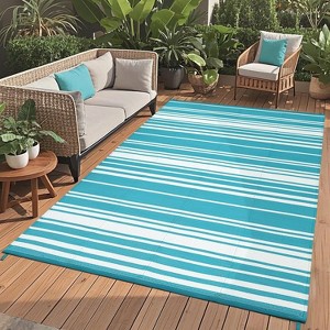 Outdoor Rug Modern Carpet Waterproof Plastic Straw Rug UV-Resistant Reversible Mat for Camping RV Porch Deck Balcony Beach - 1 of 4