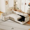 U-Shaped Modular Sofa with Storage Lounge Chair, 6-Seater Oversized Sofa with USB Interface - ModernLuxe - 2 of 4
