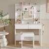 Coucheta White Makeup Vanity Set with LED Mirror & Stool - 35.4" Dressing Table, USB Outlets, 3 Lighting Modes, Storage Drawers - 3 of 4