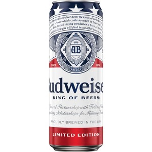 Budweiser American Lager Beer - 25 fl oz Can - 1 of 4