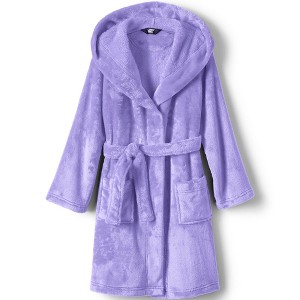 Lands' End Kids Hooded Fleece Solid Robe - 1 of 2