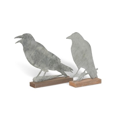 Park Hill Collection Tin Crows on Wooden Base