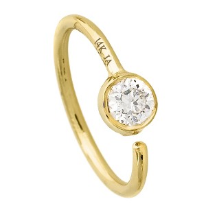 Jewelry Avalanche 20G 14K Gold Moissanite Nose Hoop Ring, Bezel Set, 8mm Twist-open - 1 of 4