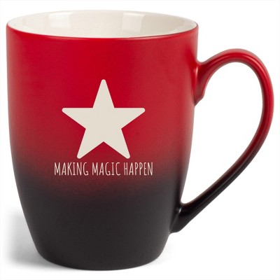 Elanze Designs Making Magic Happen 12 Ounce Ceramic Laser-Etched Engraved Drinkware Mug, Red and Black Ombre