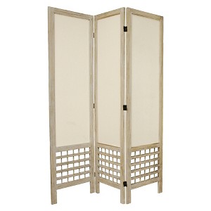 5 1/2 ft. Tall Open Lattice Fabric Room Divider - Burnt Cream (3 Panels) - 1 of 3