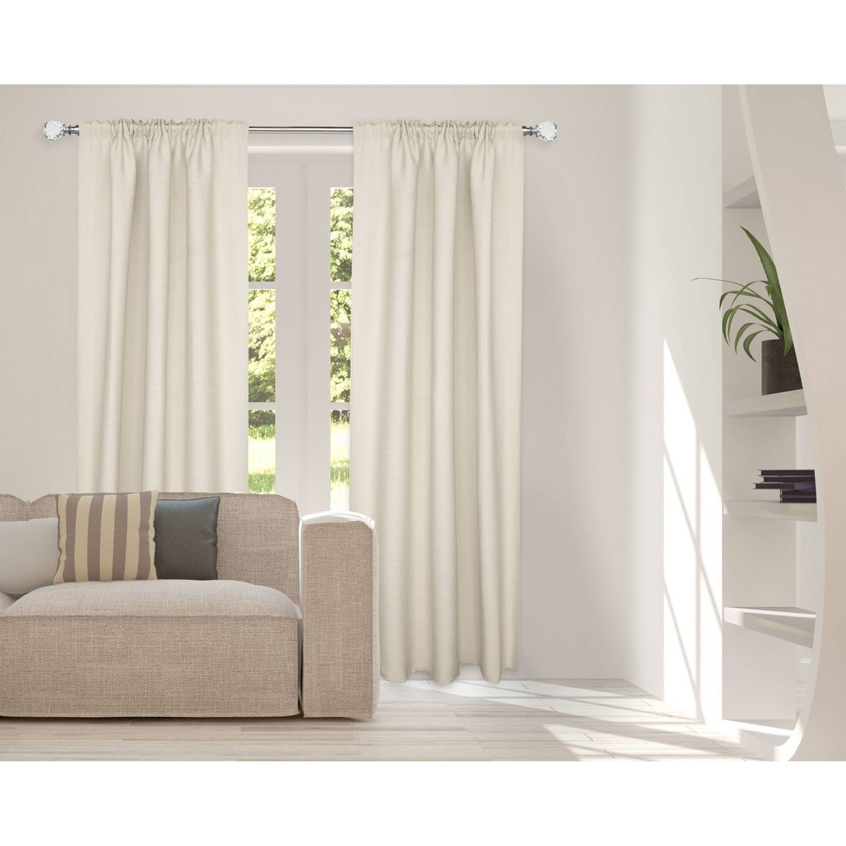 Decorative Drapery Curtain Rod with Faceted Crystal Finials Brushed Nickel - Lumi Home Furnishings - thumbnail 4