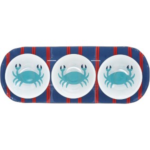 Pavilion Gift Company - Beach - 11" Glass Serving Tray with 3 Bowls - Serving Trays - 1 of 4
