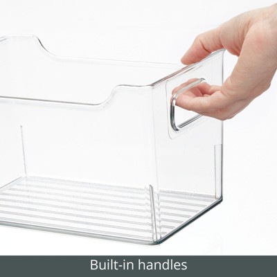 Clear Acrylic Office Storage Bin Set with Handles, 10 x 6 x 6 inches