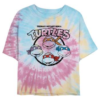 Juniors Womens Teenage Mutant Ninja Turtles Distressed Turtles Logo T-Shirt