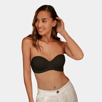 Paramour by Felina | Delightful Seamless Unlined Lace Bandeau 2-Pack | Bra  | Support (Black Warm Neutral 2-Pack, 32C)